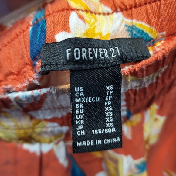 Forever 21 Vibrant Floral Pajama Pants in Orange and Yellow - Size XS - Picture 3 of 3
